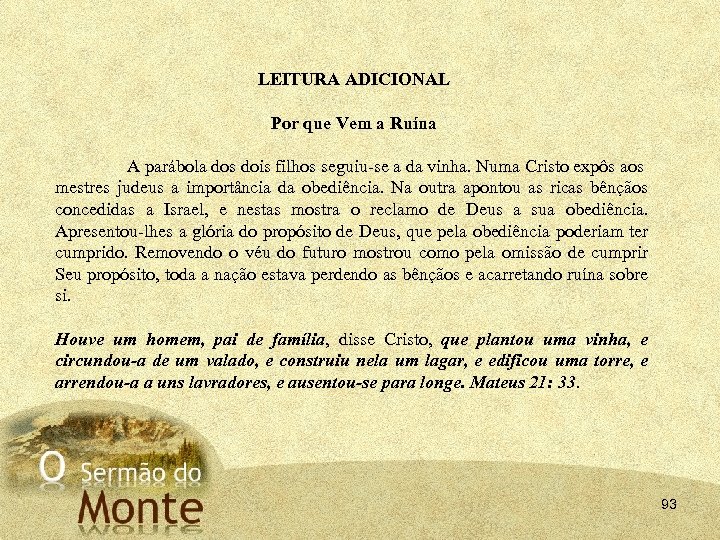 LEITURA ADICIONAL Por que Vem a Ruína A parábola dos dois filhos seguiu se