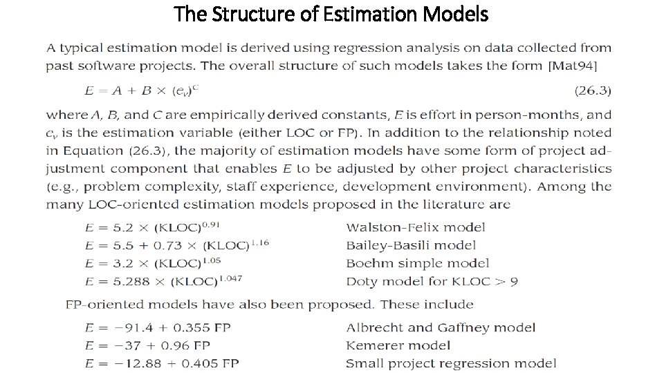 The Structure of Estimation Models 