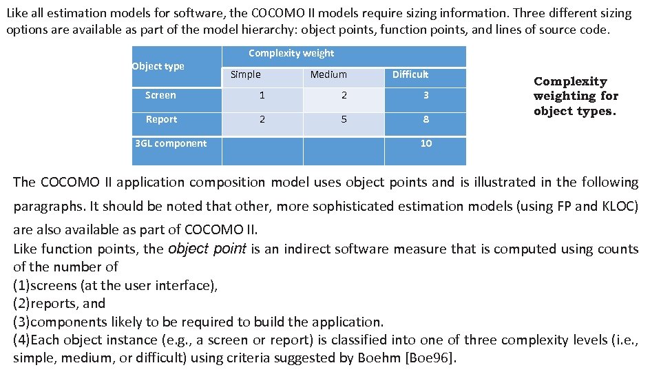 Like all estimation models for software, the COCOMO II models require sizing information. Three