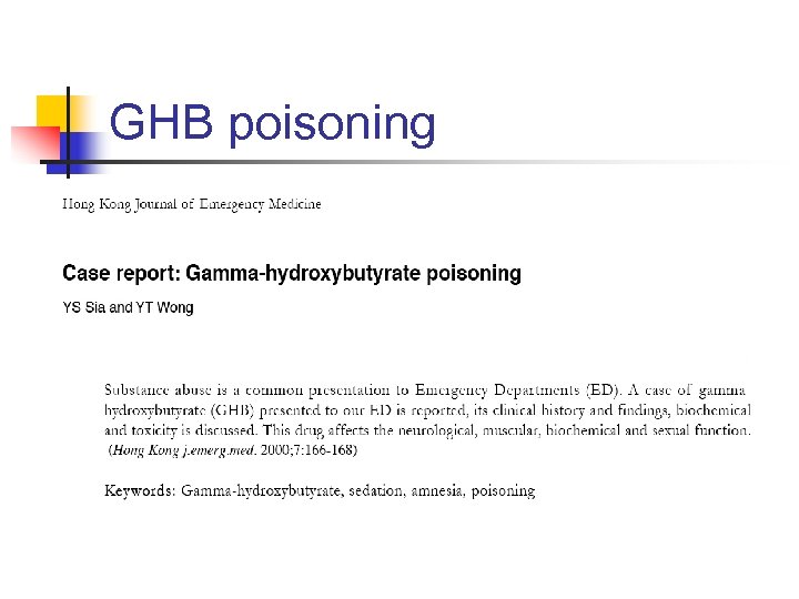 GHB poisoning 
