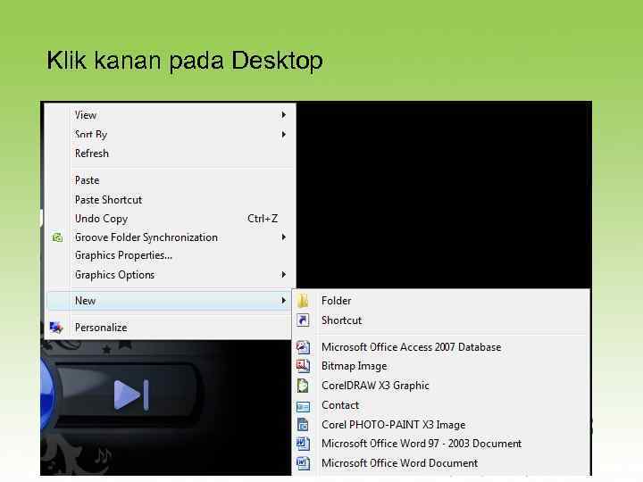 Klik kanan pada Desktop 