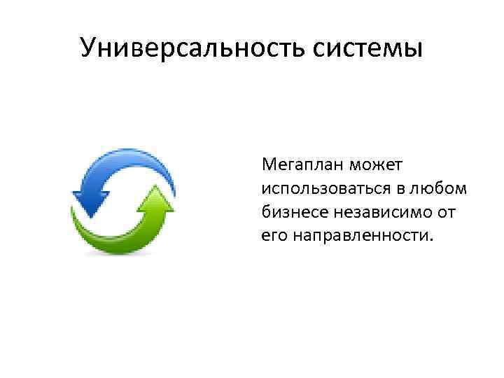Универсальность системы Мегаплан может использоваться в любом бизнесе независимо от его направленности. 
