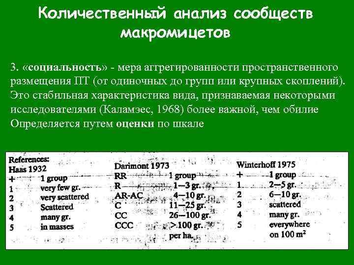 Количественный анализ сообществ макромицетов 3. «социальность» - мера аггрегированности пространственного размещения ПТ (от одиночных