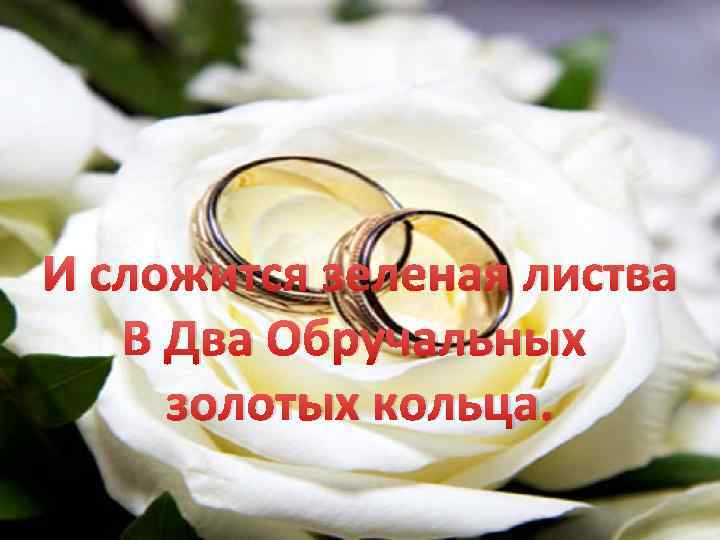 И сложится зеленая листва В Два Обручальных золотых кольца. 