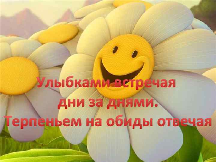 Улыбками встречая дни за днями. Терпеньем на обиды отвечая 