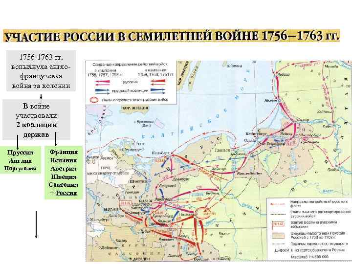 Контурная карта по истории россии 8 класс семилетняя война