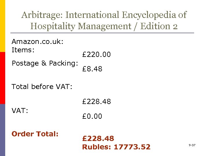 Arbitrage: International Encyclopedia of Hospitality Management / Edition 2 Amazon. co. uk: Items: Postage