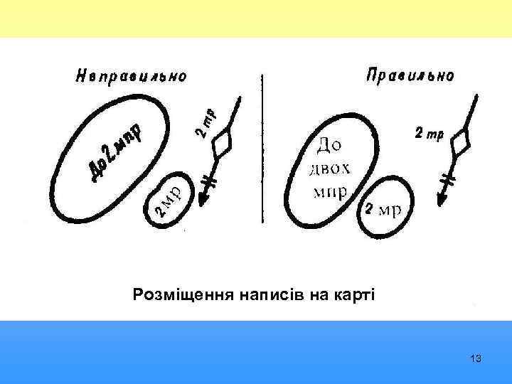 Розміщення написів на карті 13 