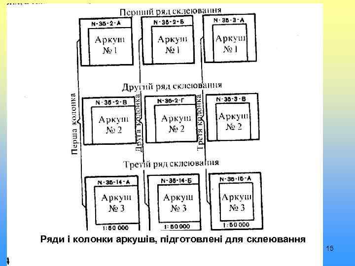 Ряди і колонки аркушів, підготовлені для склеювання 15 