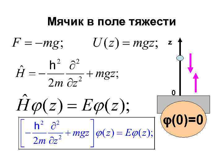 Мячик в поле тяжести z 0 (0)=0 