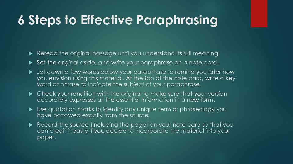 effective paraphrasing starts with