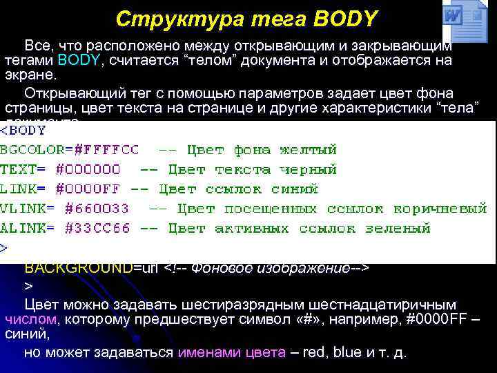 Тег body