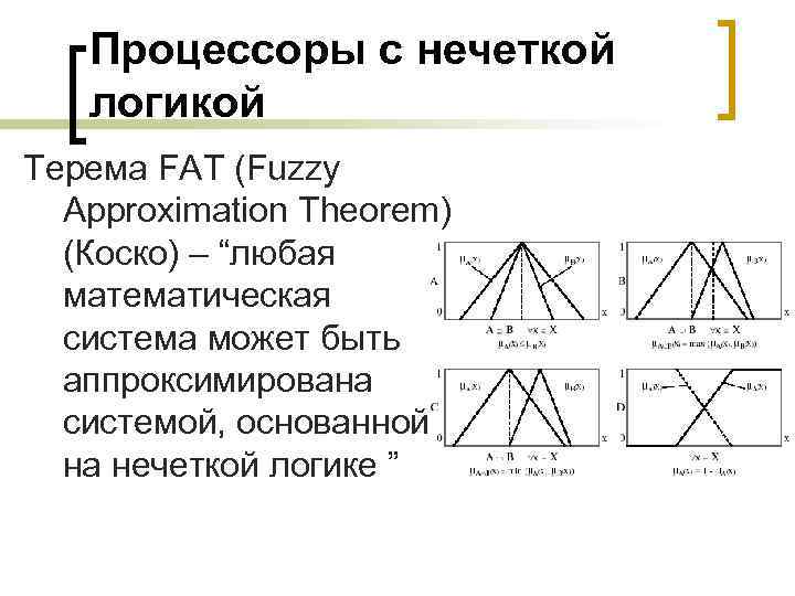 Процессоры с нечеткой логикой Терема FAT (Fuzzy Approximation Theorem) (Коско) – “любая математическая система