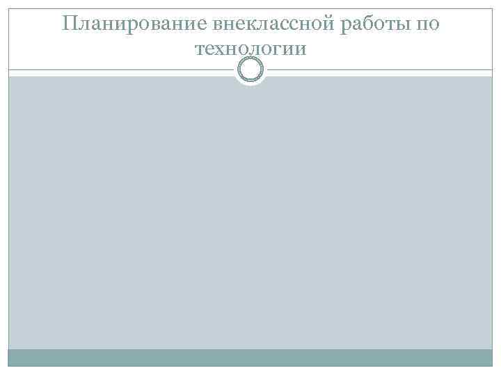 Планирование внеклассной работы по технологии 