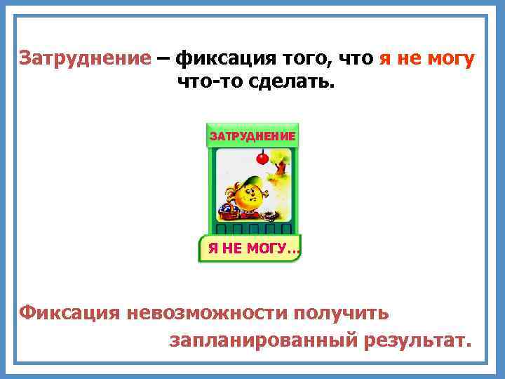 Затруднение – фиксация того, что я не могу что-то сделать. ЗАТРУДНЕНИЕ Я НЕ МОГУ…