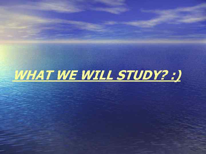 WHAT WE WILL STUDY? : ) 