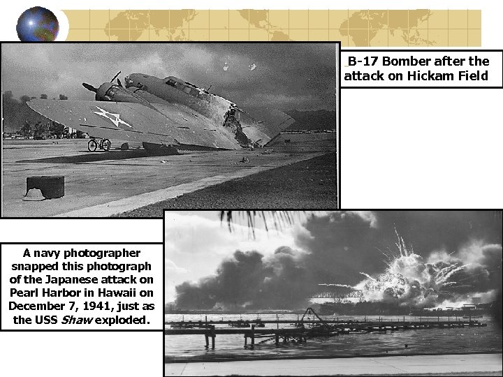 B-17 Bomber after the attack on Hickam Field A navy photographer snapped this photograph