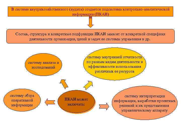 В системе внутрихозяйственного (аудита) создается подсистема контрольно-аналитической информации (ПКАИ) Состав, структура и конкретные подфункции