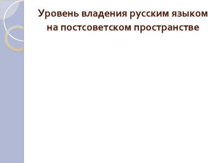Уровень владения русским языком на постсоветском пространстве 