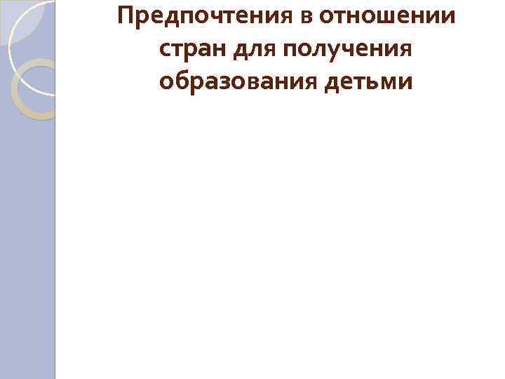 Предпочтения в отношении стран для получения образования детьми 