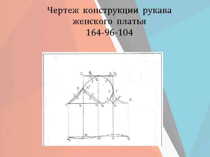 Чертеж конструкции рукава женского платья 164 -96 -104 