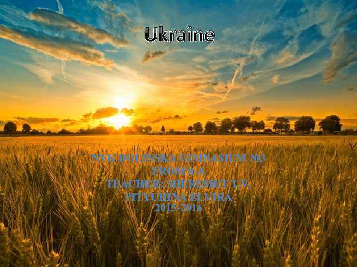 Ukraine NVK DOLINSKA GIMNASIUM № 3 FROM 8 -A TEACHER: SHEREMET T. V. PITYUHINA