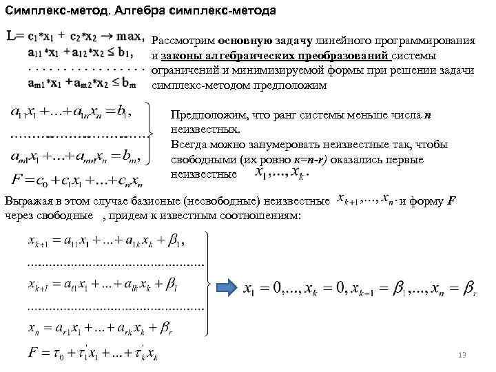 Схема симплекс метода