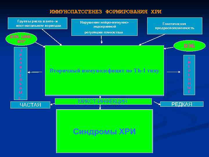 ИММУНОПАТОГЕНЕЗ ФОРМИРОВАНИЯ ХРИ Группы риска в анте и пост натальном периодах Нарушение нейро иммунно