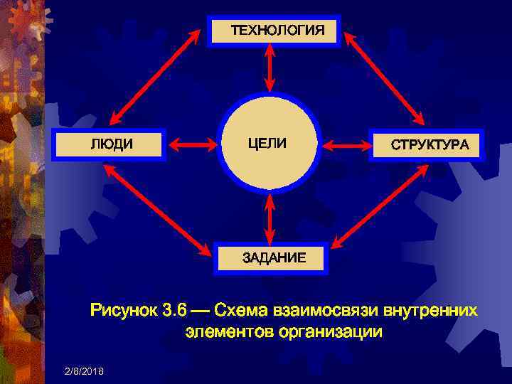 ТЕХНОЛОГИЯ ЛЮДИ ЦЕЛИ СТРУКТУРА ЗАДАНИЕ Рисунок 3. 6 — Схема взаимосвязи внутренних элементов организации