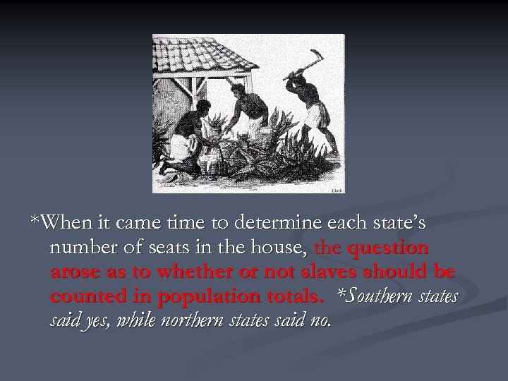 *When it came time to determine each state’s number of seats in the house,