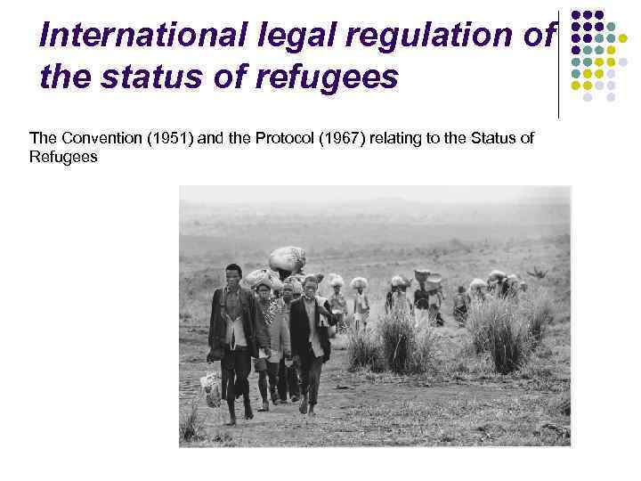 International legal regulation of the status of refugees The Convention (1951) and the Protocol