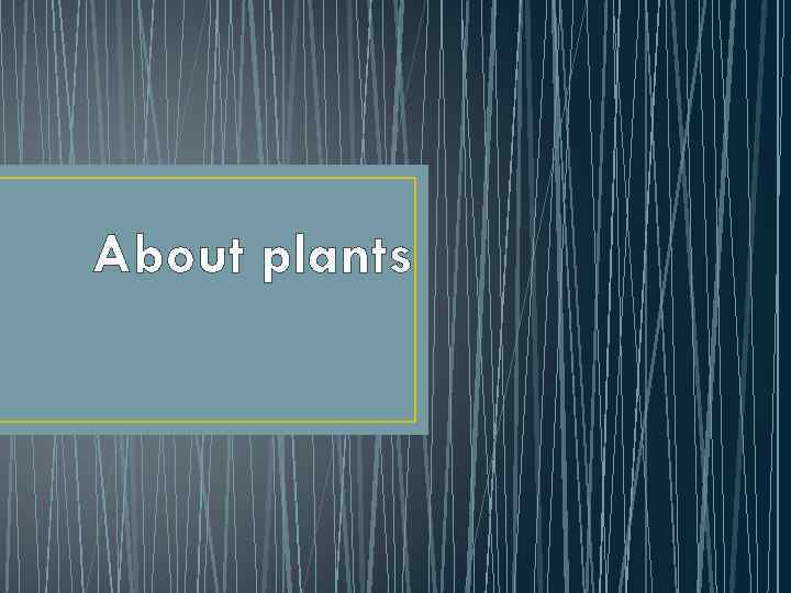 About plants 
