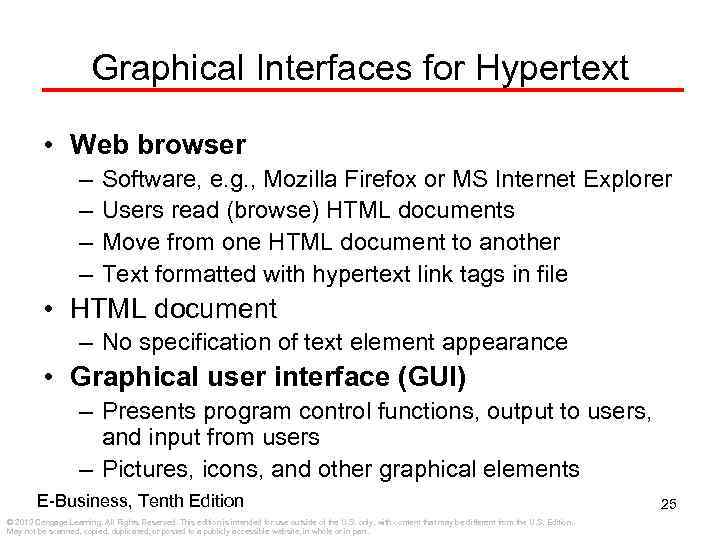 Graphical Interfaces for Hypertext • Web browser – – Software, e. g. , Mozilla