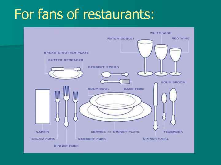 For fans of restaurants: 