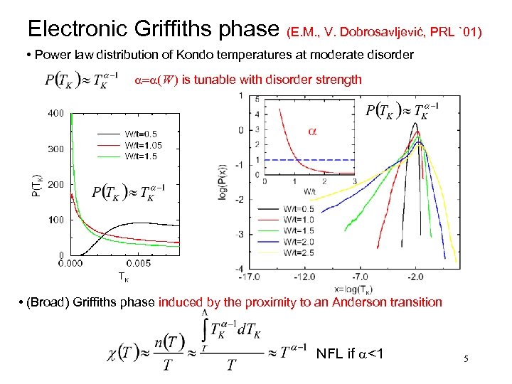 Electronic Griffiths phase (E. M. , V. Dobrosavljević, PRL `01) • Power law distribution