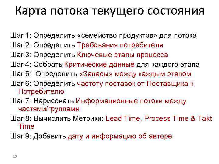 Карта потока текущего состояния Шаг 1: Определить «семейство продуктов» для потока Шаг 2: Определить