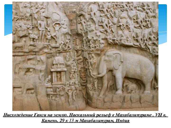 Нисхождение Ганги на землю. Наскальный рельеф в Махабалипураме. VII в. Камень. 29 х 13