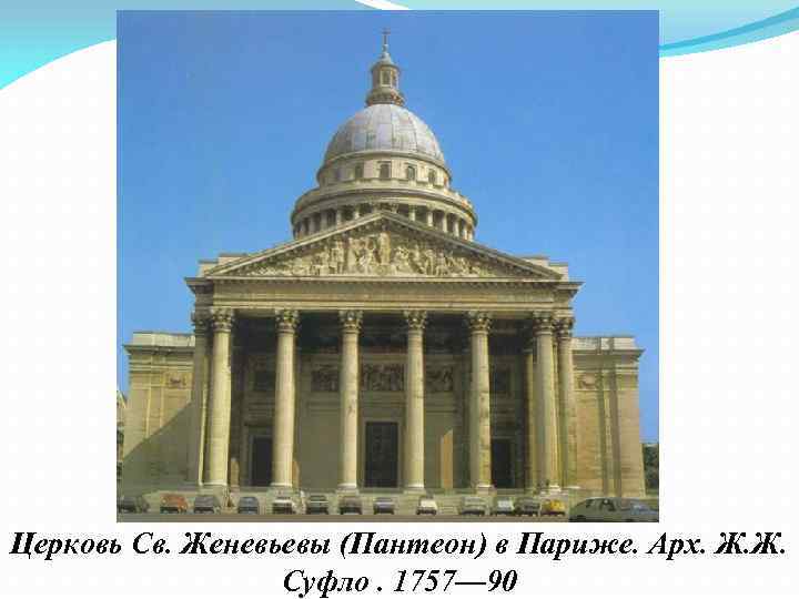 Церковь Св. Женевьевы (Пантеон) в Париже. Арх. Ж. Ж. Суфло. 1757— 90 