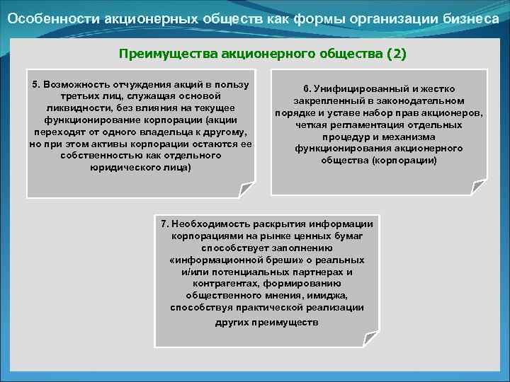 Формы предприятий акционерных обществах