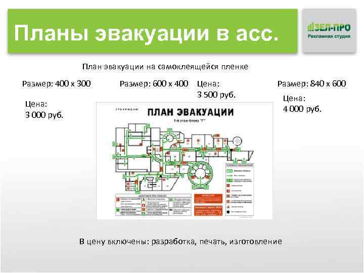 Планы эвакуации в асс. План эвакуации на самоклеящейся пленке Размер: 400 х 300 Цена: