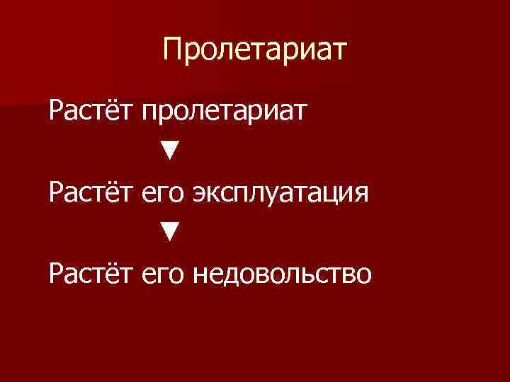 Пролетариат Растёт пролетариат ▼ Растёт его эксплуатация ▼ Растёт его недовольство 