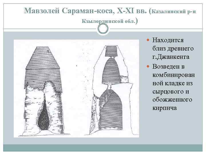 Мавзолей Сараман-коса, X-XI вв. (Казалинский р-н Кзылординской обл. ) Находится близ древнего г. Джанкента