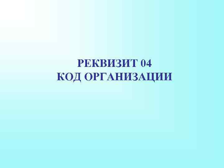 РЕКВИЗИТ 04 КОД ОРГАНИЗАЦИИ 