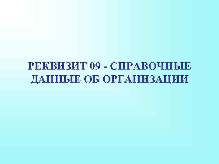 РЕКВИЗИТ 09 - СПРАВОЧНЫЕ ДАННЫЕ ОБ ОРГАНИЗАЦИИ 