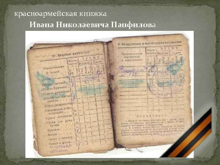 красноармейская книжка Ивана Николаевича Панфилова 