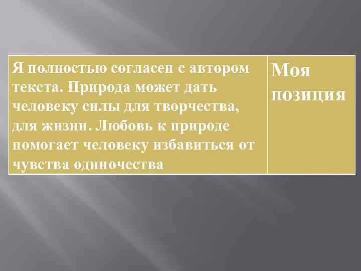 Я полностью согласен с автором текста. Природа может дать человеку силы для творчества, для
