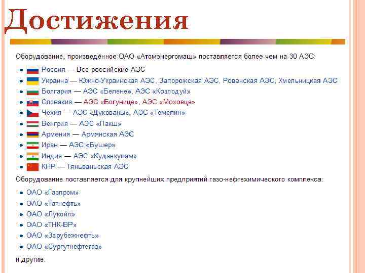 Достижения 