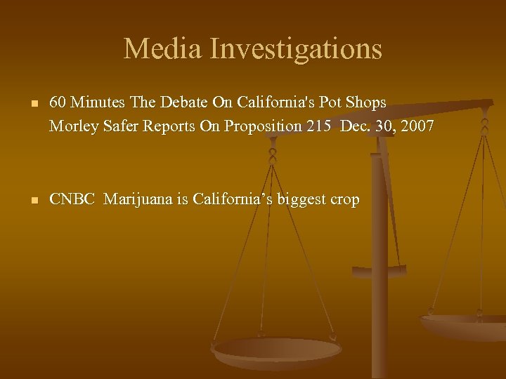 Media Investigations n 60 Minutes The Debate On California's Pot Shops Morley Safer Reports