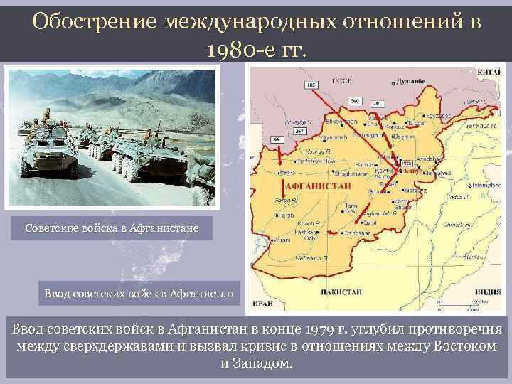 Обострение международных отношений в 1980 -е гг. Советские войска в Афганистане Ввод советских войск